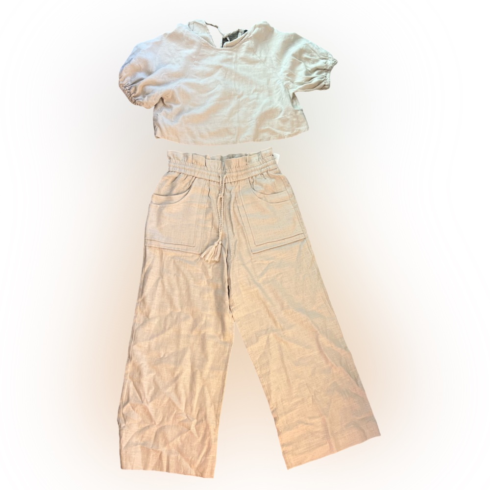 House Of Harlow Natural Color Linen Matching Set